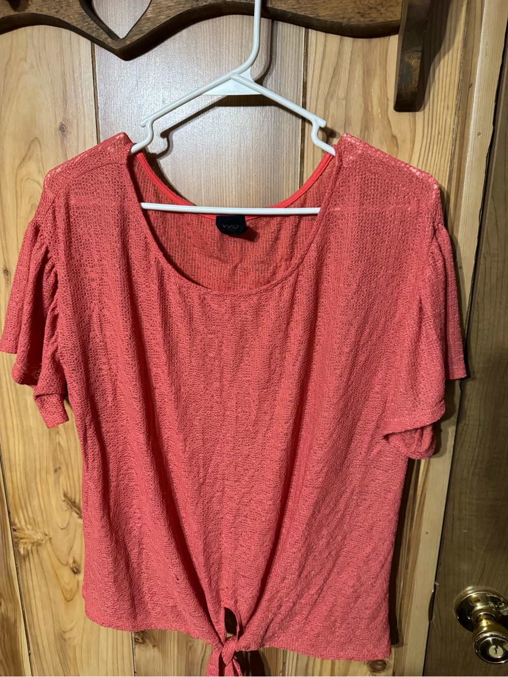 Vero Moda Coral Textured Short Sleeve Tie Front Tee